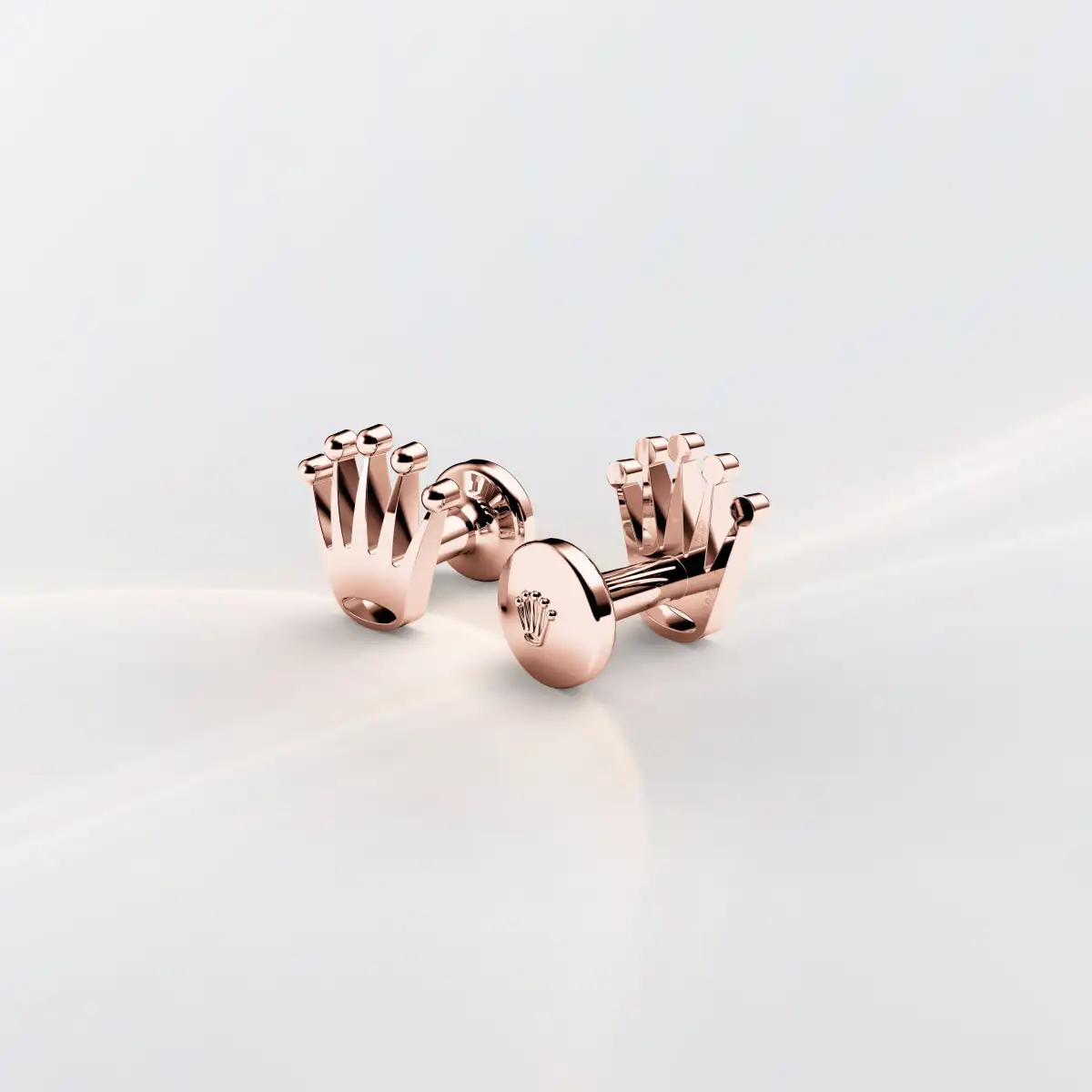 Rolex ‘Crown’ cufflinks in Everose gold,  at Bern Watches