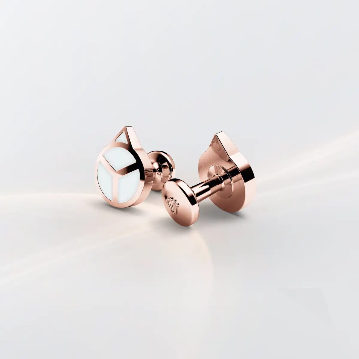 Rolex ‘Hand’ cufflinks in Everose gold and luminescent material,  at Bern Watches