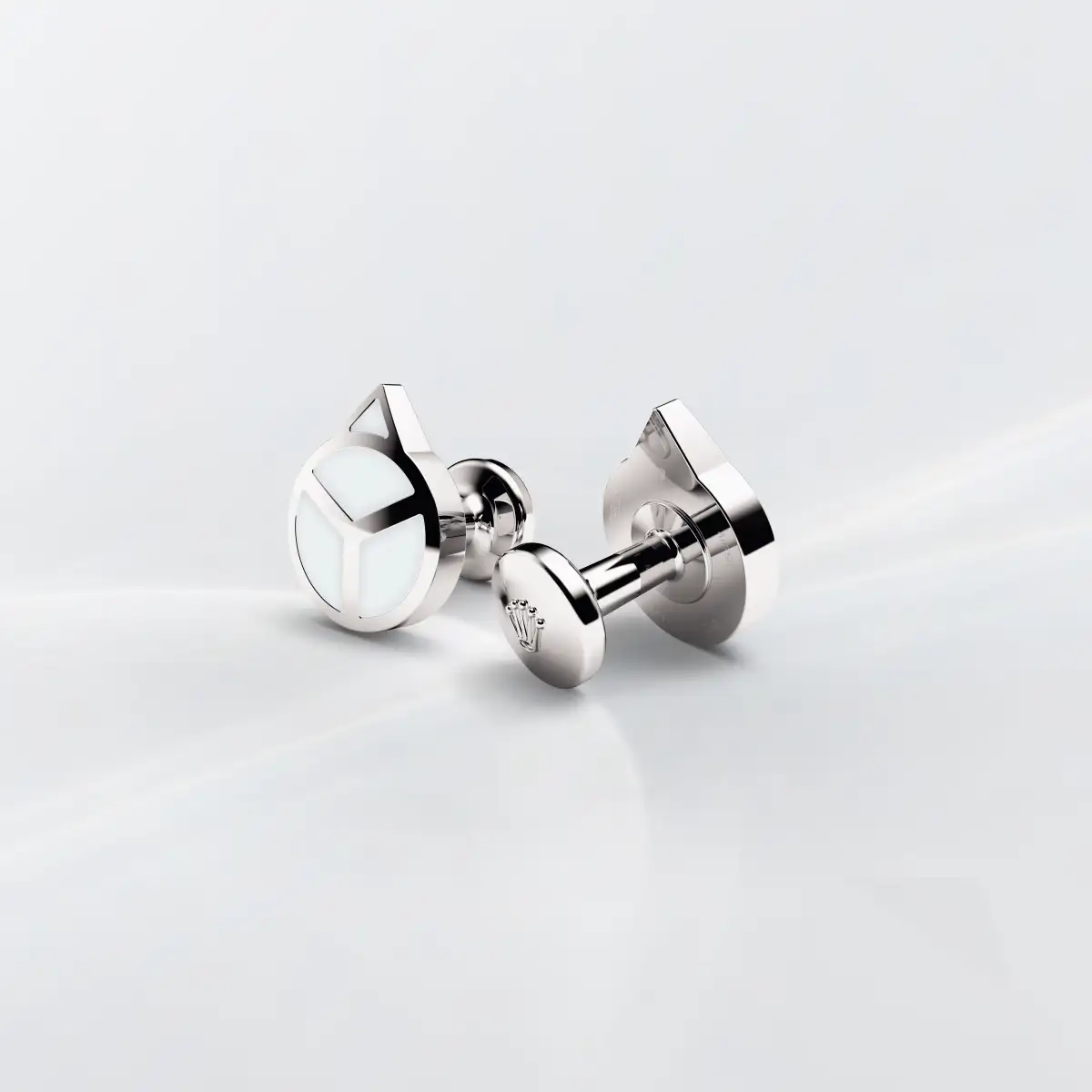 Rolex ‘Hand’ cufflinks in White gold and luminescent material,  at Bern Watches